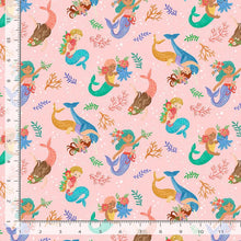 Load image into Gallery viewer, Timeless Treasures - Sea Friends - Pink Mermaid Friends - 1/2 YARD CUT
