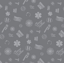 Load image into Gallery viewer, Riley Blake - First Responders - Gray Tossed  - 1/2 YARD CUT
