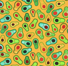 Load image into Gallery viewer, avocados yellow papaya chili smiles Robert Kaufman green yellow orange fabric chili smiles

