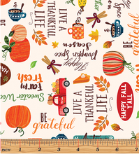 Load image into Gallery viewer, Kanvas - Hayrides &amp; Happiness - Autumn Words Cream - 1/2 YARD CUT
