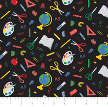 Load image into Gallery viewer, Camelot - Back to School - Black - 1/2 YARD CUT - Dreaming of the Sea Fabrics
