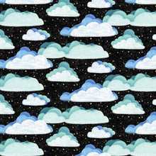 Load image into Gallery viewer, Michael Miller - Hula Universe - Black Space Clouds - 1/2 YARD CUT - Dreaming of the Sea Fabrics
