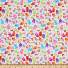 Load image into Gallery viewer, popsicles blueberry fruit kiwi sweet tooth summer dessert Robert Kaufman fabrics
