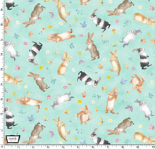 Load image into Gallery viewer, Michael Miller - Honey Bunny - Funny Bunny Aqua - 1/2 YARD CUT
