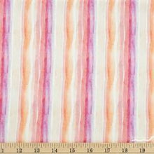Load image into Gallery viewer, pink purple light tan orange fuchsia watercolor stripe white striped out summer lovin' dear Stella fabric
