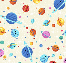 Load image into Gallery viewer, cosmic space cream happy planets
