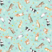 Load image into Gallery viewer, Michael Miller - Honey Bunny - Funny Bunny Aqua - 1/2 YARD CUT

