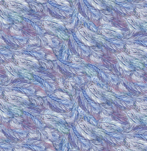 Load image into Gallery viewer, feathers blue purple white celestial journey 3 wishes fabric
