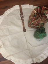 Load image into Gallery viewer, Burlap Canvas Ruffle Tree Skirt - Dreaming of the Sea Fabrics
