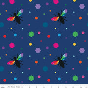 Load image into Gallery viewer, Riley Blake - Create - Hexie Bees - Navy - 1/2 YARD CUT
