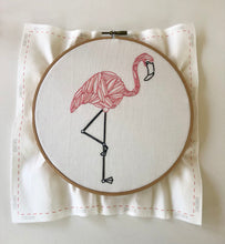 Load image into Gallery viewer, sample of flamingo embroidery kit
