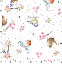 Load image into Gallery viewer, Maywood Studio - Bramble Patch - Tossed Birds White - 1/2 YARD CUT
