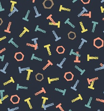 Load image into Gallery viewer, tool time nuts and bolts navy blue end of bolt windham fabrics
