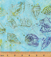 Load image into Gallery viewer, Benartex Batiks - Sea Shells Light Aqua - 1/2 YARD CUT
