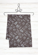 Load image into Gallery viewer, brown woodland animal tribe white bear owl hedgehog rabbit squirrel fox fabric 3 wishes
